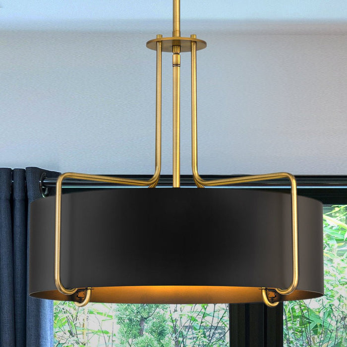 UQL5017 Urban Loft Indoor Pendant, 17.25''H x 20.00''W x 20.00''D, Aged Brass Finish, Zennor Collection