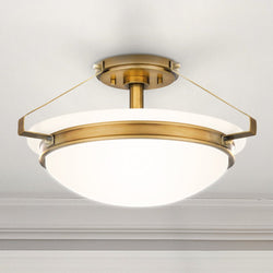 Urban Ambiance - Ceiling Light - UQL5034 Traditional Indoor Ceiling Light, 8.50''H x 15.00''W x 15.00''D, Weathered Brass Finish, Moers Collection - 