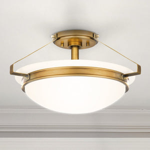 Urban Ambiance - Ceiling Light - UQL5034 Traditional Indoor Ceiling Light, 8.50''H x 15.00''W x 15.00''D, Weathered Brass Finish, Moers Collection - 