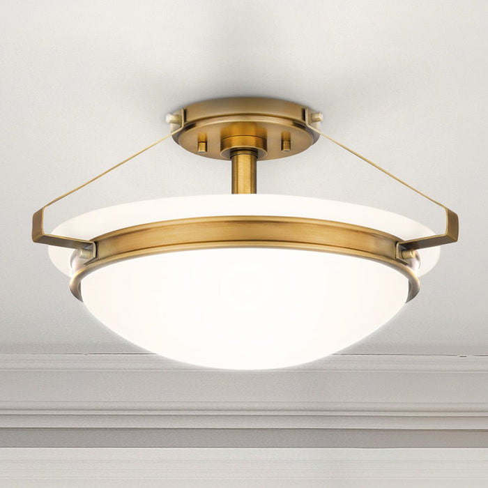 UQL5034 Traditional Indoor Ceiling Light, 8.50''H x 15.00''W x 15.00''D, Weathered Brass Finish, Moers Collection