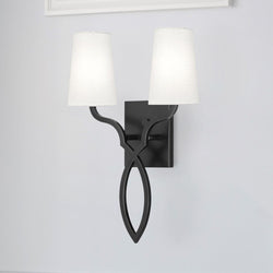 Urban Ambiance - Wall Sconce - UQL5043 Mediterranean Indoor Wall Sconce, 18.00''H x 12.00''W x 5.00''D, Matte Black Finish, Rugby Collection - 