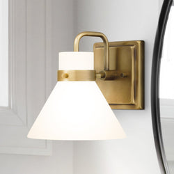 Urban Ambiance - Wall Sconce - UQL5050 Luxe Industrial Indoor Wall Sconce, 7.25''H x 7.00''W x 8.00''D, Weathered Brass Finish, Langdon Collection - 