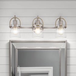 Urban Ambiance - Bath Light - UQL5111 Transitional Indoor Bath Light, 9.00''H x 24.00''W x 6.75''D, Brushed Nickel Finish, Dresden Collection - 