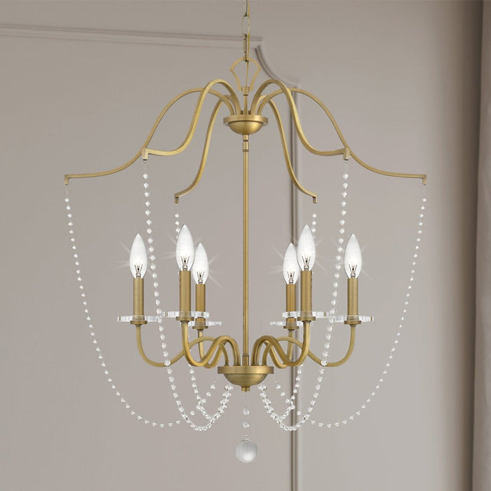 UQL5120 English Country Indoor Chandelier, 31.50''H x 28.00''W x 28.00''D, Aged Brass Finish, Brampton Collection