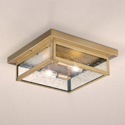 Urban Ambiance - Ceiling Light - UQL5163 Modern Farmhouse Indoor Ceiling Light, 4.00''H x 12.00''W x 12.00''D, Antique Brass Finish, Quincy Collection - 