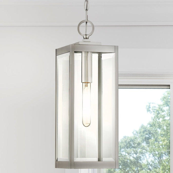 UQL5164 Modern Farmhouse Indoor Pendant, 20.75''H x 7.00''W x 7.00''D, Stainless Steel Finish, Quincy Collection