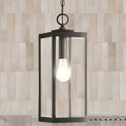 Urban Ambiance - Pendant - UQL5165 Modern Farmhouse Indoor Pendant, 20.75''H x 7.00''W x 7.00''D, Earth Black Finish, Quincy Collection - 