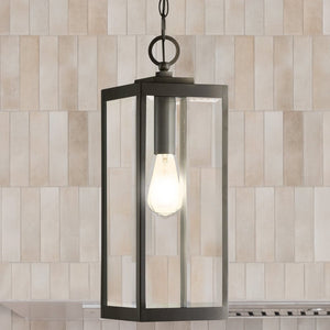 Urban Ambiance - Pendant - UQL5165 Modern Farmhouse Indoor Pendant, 20.75''H x 7.00''W x 7.00''D, Earth Black Finish, Quincy Collection - 