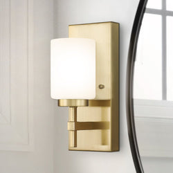 Urban Ambiance - Bath Light - UQL5172 Minimalist Indoor Bath Light, 12.00''H x 4.75''W x 5.75''D, Satin Brass Finish, Stade Collection - 