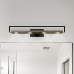 Urban Ambiance - Bath Light - UQL5190 Utilitarian Indoor Bath Light, 5.50''H x 32.00''W x 5.25''D, Matte Black Finish, Mandurah Collection - 