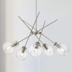 Urban Ambiance - Chandelier - UQL5230 Modern Indoor Chandelier, 10.75''H x 26''W x 26''D, Brushed Nickel Finish, Ballarat Collection - 