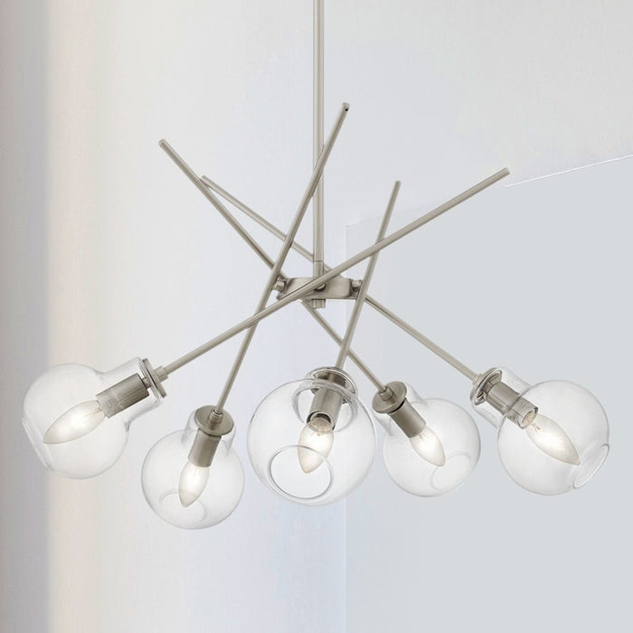 UQL5230 Modern Indoor Chandelier, 10.75''H x 26''W x 26''D, Brushed Nickel Finish, Ballarat Collection