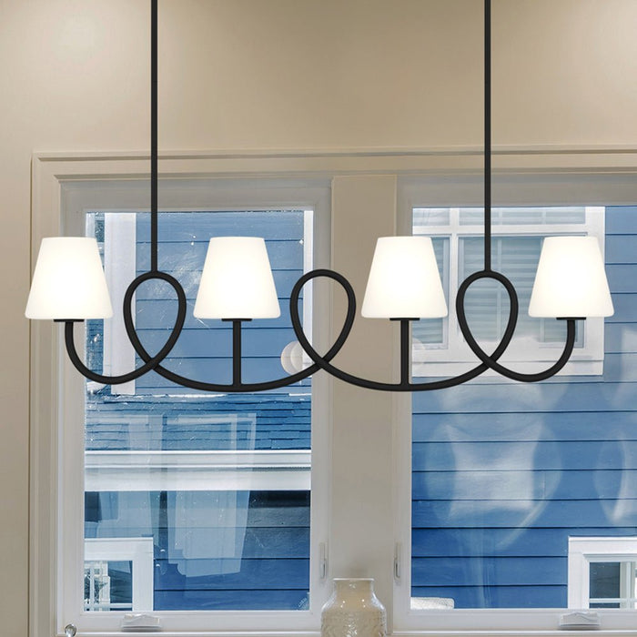 UQL5251 Transitional Indoor Chandelier, 10.75''H x 40''W x 6''D, Matte Black Finish, Mildura Collection