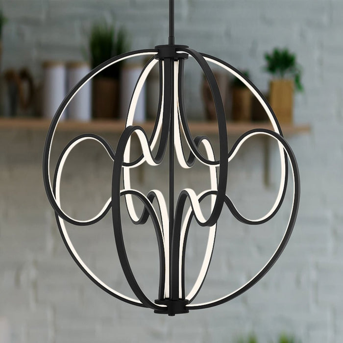 UQL5320 Contemporary Indoor Pendant, 26.5''H x 23.75''W x 23.75''D, Matte Black Finish, Jena Collection