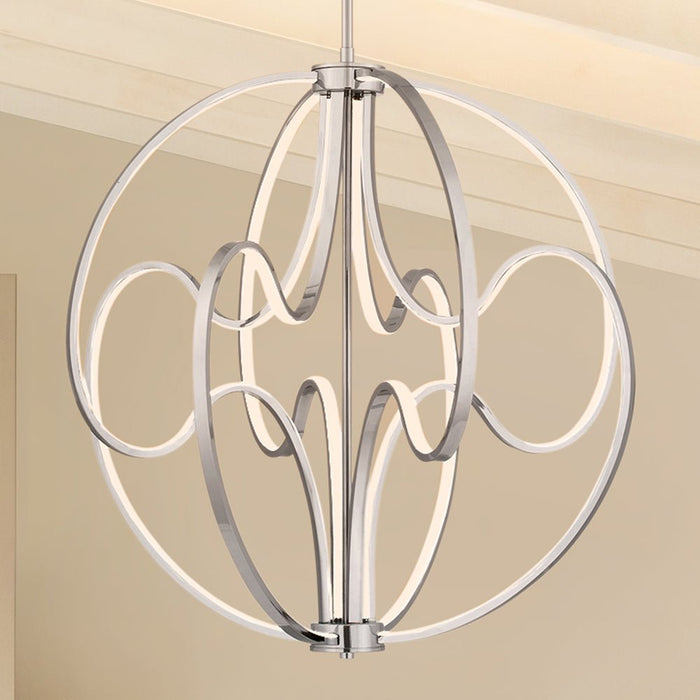 UQL5321 Contemporary Indoor Pendant, 26.5''H x 23.75''W x 23.75''D, Polished Chrome Finish, Jena Collection