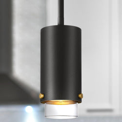 Urban Ambiance - Pendant - UQL5330 Mid - Century Modern Indoor Pendant, 8''H x 3.75''W x 3.75''D, Matte Black Finish, Rosenheim Collection - 