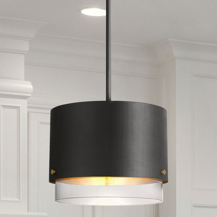 UQL5331 Mid-Century Modern Indoor Pendant, 11.5''H x 14.5''W x 14.5''D, Matte Black Finish, Rosenheim Collection