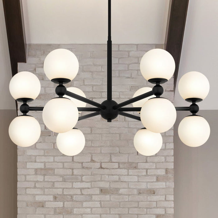 UQL5341 Minimalist Indoor Chandelier, 18''H x 31''W x 31''D, Matte Black Finish, Upton Collection