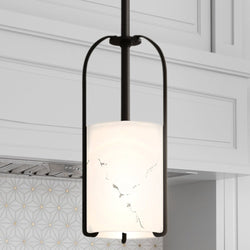 Urban Ambiance - Pendant - UQL5351 Mid - Century Modern Indoor Pendant, 11.75''H x 5.25''W x 5.25''D, Matte Black Finish, Kempten Collection - 