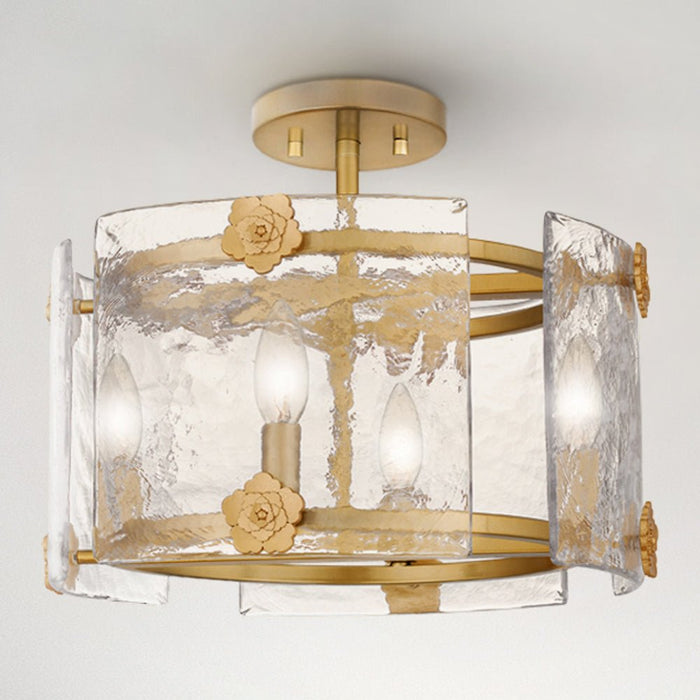 UQL5443 Cosmopolitan Indoor Ceiling Light, 12.5''H x 15.75''W x 15.75''D, Light Gold Finish, Crary Collection