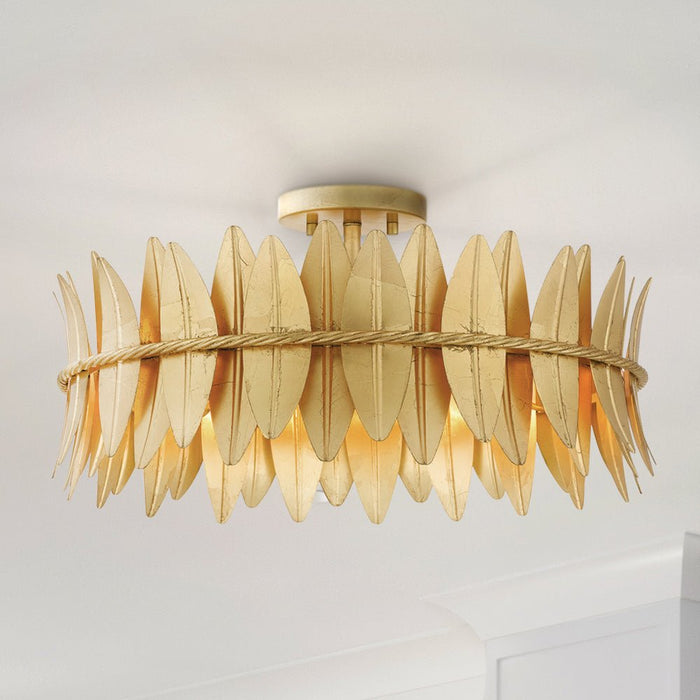 UQL5502 Eclectic Indoor Ceiling Light, 9.5''H x 20.5''W x 20.5''D, Gold Leaf Finish, Cranston Collection