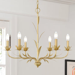 Urban Ambiance - Chandelier - UQL5530 Eclectic Indoor Chandelier, 23''H x 27.5''W x 27.5''D, Gold Leaf Finish, Heilbronn Collection - 