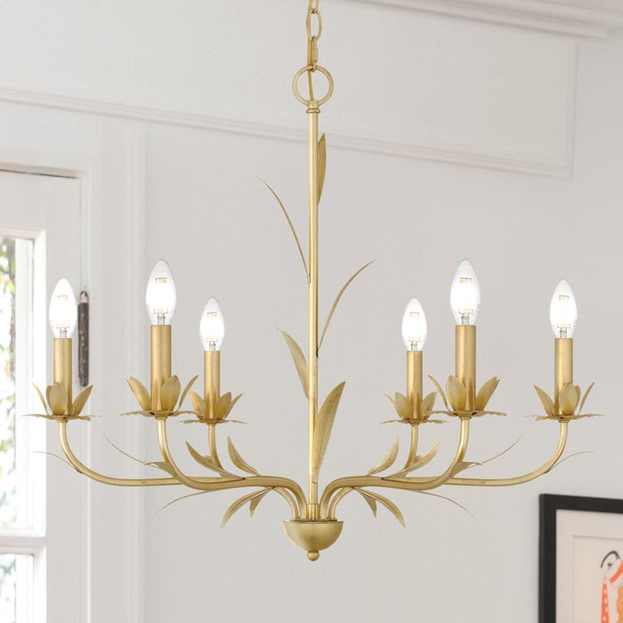 UQL5530 Eclectic Indoor Chandelier, 23''H x 27.5''W x 27.5''D, Gold Leaf Finish, Heilbronn Collection