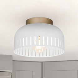 Urban Ambiance - Ceiling Light - UQL5610 Bohemian Indoor Ceiling Light, 7''H x 11''W x 11''D, Matte White Finish, Hankinson Collection - 