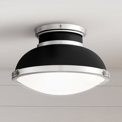 Urban Ambiance - Ceiling Light - UQL5630 Classic Indoor Ceiling Light, 8.75''H x 14''W x 14''D, Matte Black Finish, Hankinson Collection - 