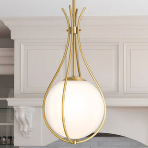 Urban Ambiance - Pendant - UQL5670 Modern Indoor Pendant, 22''H x 10.75''W x 10.75''D, Aged Brass Finish, Zennor Collection - 