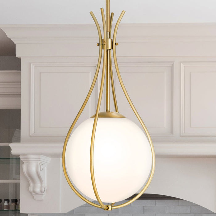 UQL5670 Modern Indoor Pendant, 22''H x 10.75''W x 10.75''D, Aged Brass Finish, Zennor Collection