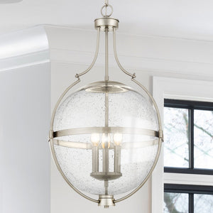 Urban Ambiance - Pendant - UQL5690 New Traditional Indoor Pendant, 29''H x 17.5''W x 17.5''D, Brushed Nickel Finish, Zennor Collection - 