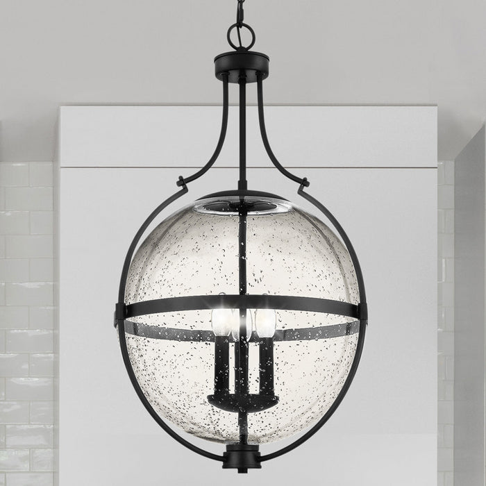 UQL5691 New Traditional Indoor Pendant, 29''H x 17.5''W x 17.5''D, Matte Black Finish, Zennor Collection