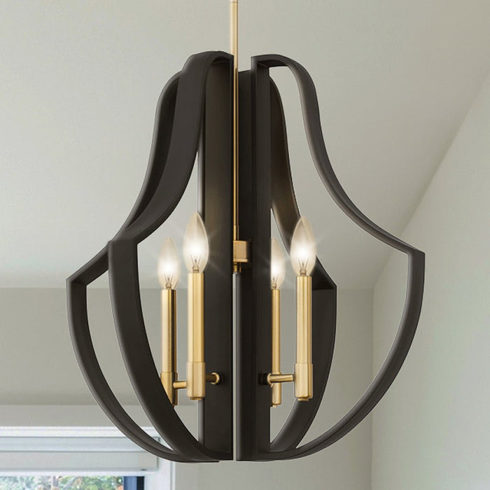 UQL5750 Luxe Industrial Indoor Pendant, 21.75''H x 22''W x 22''D, Matte Black Finish, Zennor Collection