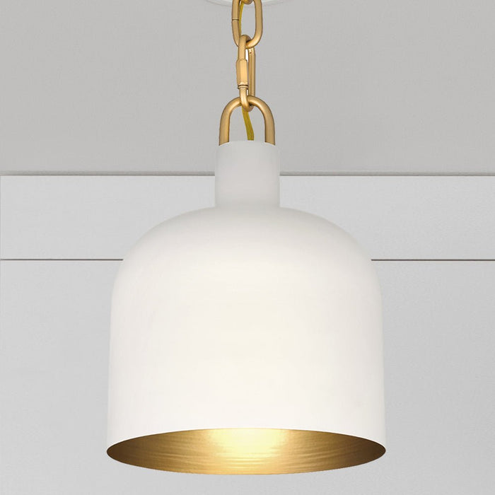 UQL5790 Cosmopolitan Indoor Pendant, 11''H x 8''W x 8''D, Matte White Finish, San Sebastian Collection