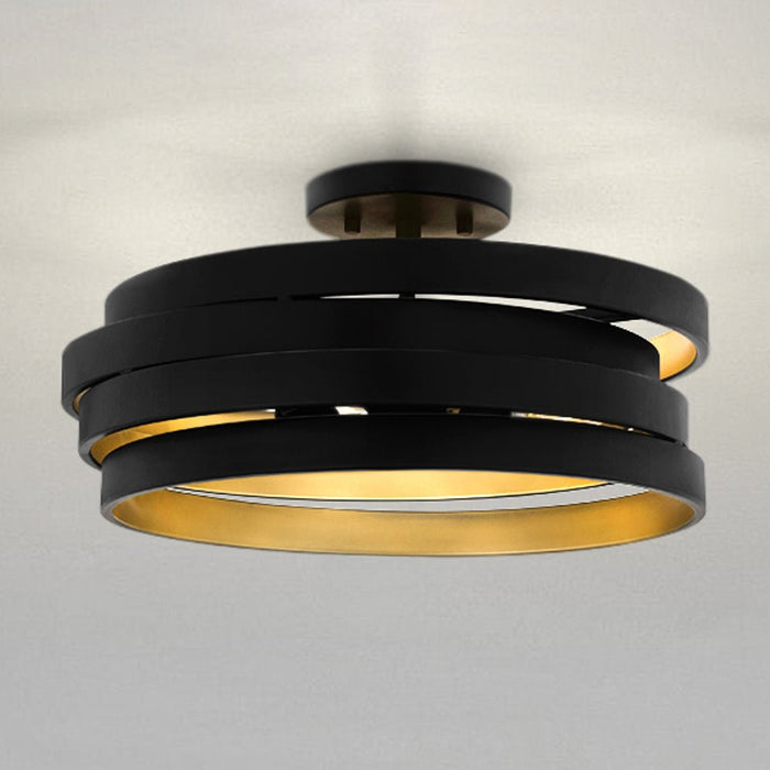 UQL5810 Mid-Century Modern Indoor Ceiling Light, 8''H x 16''W x 16''D, Matte Black Finish, Moers Collection