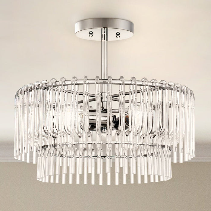 UQL5921 Contemporary Indoor Ceiling Light, 15.5''H x 18''W x 18''D, Polished Chrome Finish, Rothwell Collection