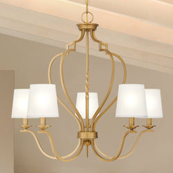 Urban Ambiance - Chandelier - UQL5950 Classic Indoor Chandelier, 25.5''H x 27.5''W x 27.5''D, Brushed Weathered Brass Finish, Oakdale Collection - 