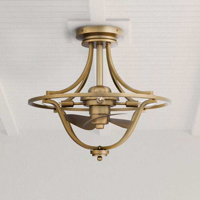 UQL9130 Traditional Indoor Ceiling Fan, 19.50''H x 21.00''W x 21.00''D, Weathered Brass Finish, Bendigo Collection