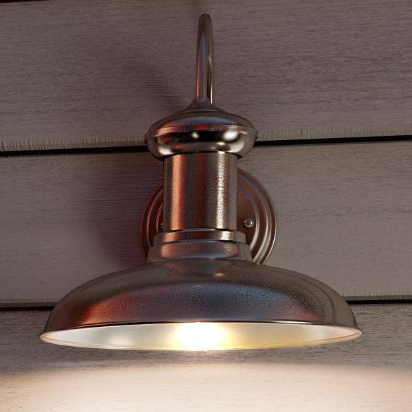 UHP1030 Luxe Industrial Chic Outdoor Wall Light, 12.375"H x 12"W, Aged Nickel Finish, Palermo Collection
