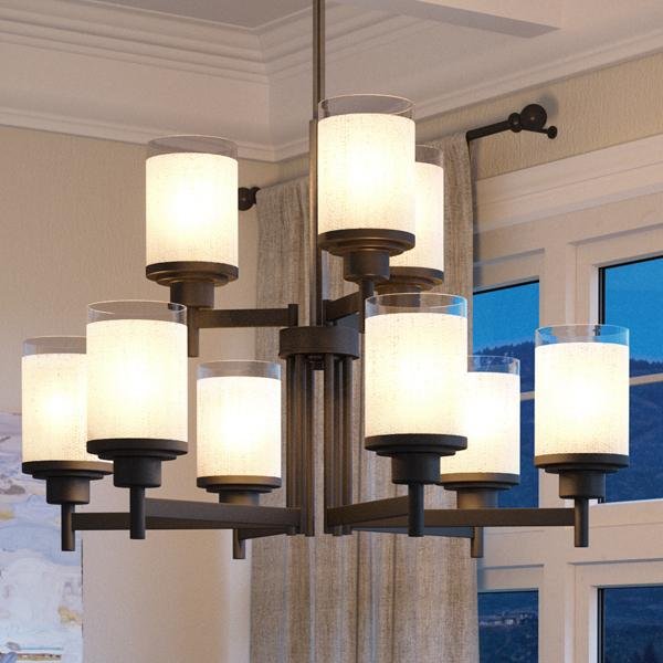 UHP2022 Contemporary Chandelier, 28.5"H x 28"W, Olde Bronze Finish, Cupertino Collection