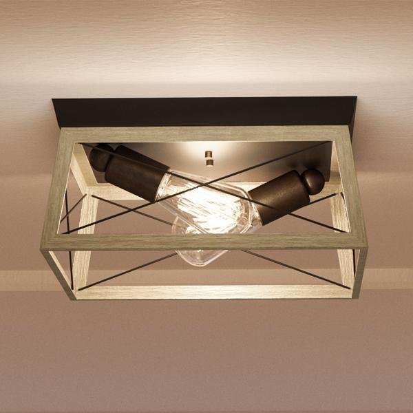 UHP2121 Luxe Industrial Flush-Mount Ceiling Fixture, 6"H x 12"W, Charcoal Finish, Berkeley Collection