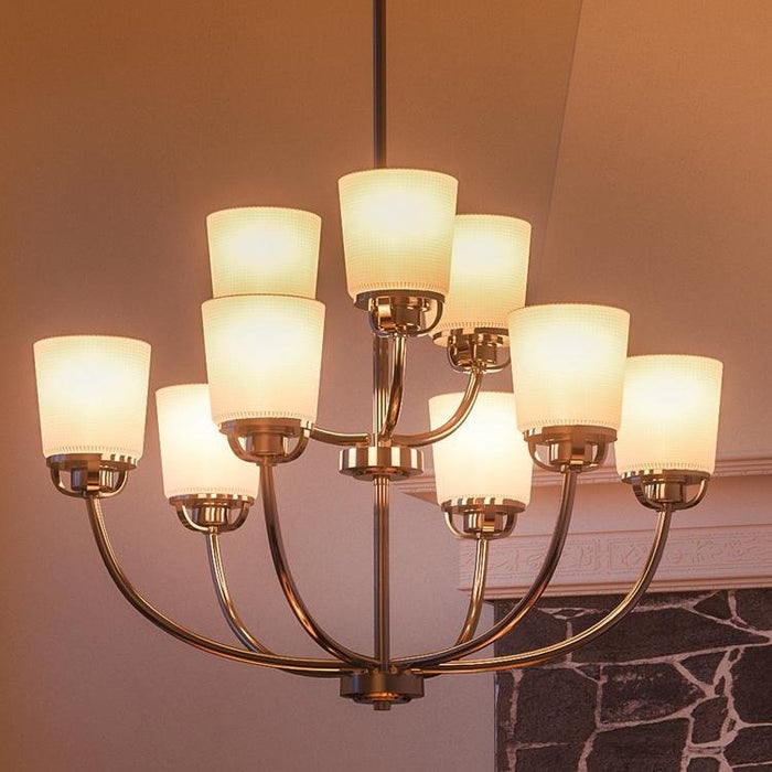UHP2767 Transitional Chandelier, 20-3/8" x 31-1/4", Brushed Nickel Finish, Boise Collection