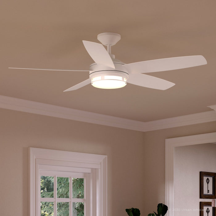UHP9000 Modern Indoor or Outdoor Ceiling Fan, 15.6"H x 54"W, Matte White, Provincetown Collection