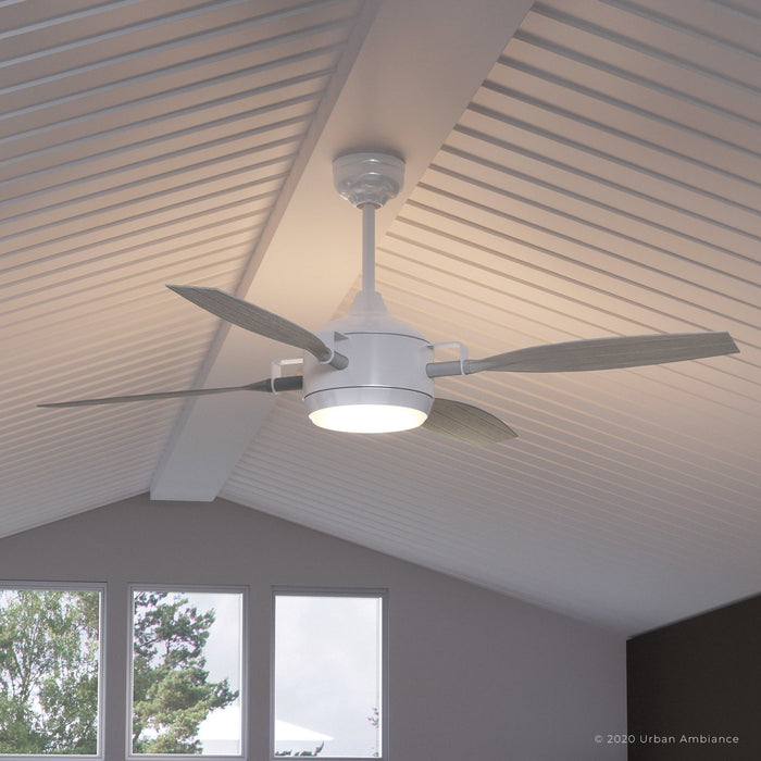 UHP9012 Urban Loft Indoor or Outdoor Ceiling Fan, 16"H x 56"W, Matte White, Mendocino Collection