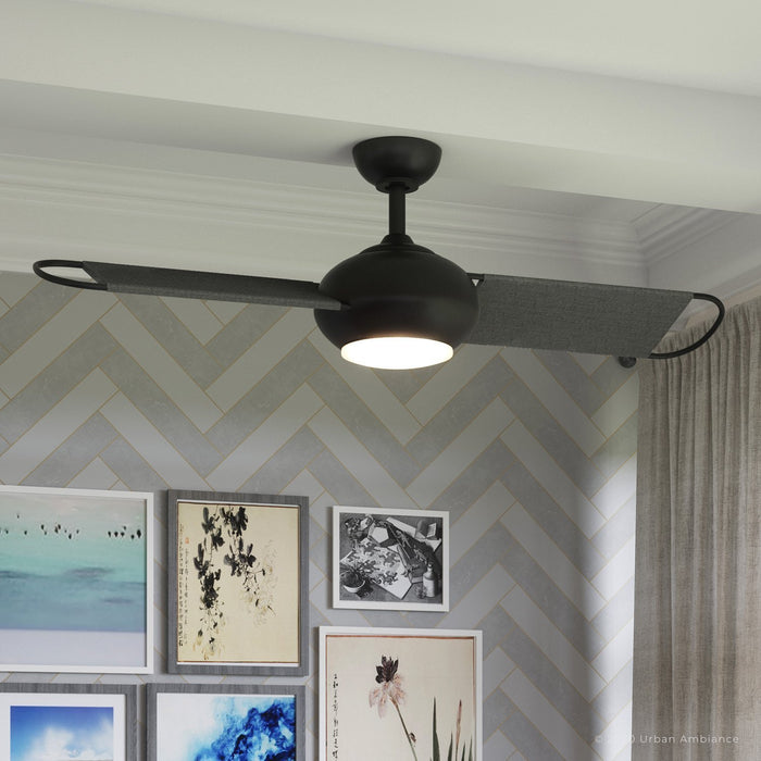 UHP9082 Modern Indoor or Outdoor Ceiling Fan, 14.9"H x 54"W, Black Iron, Rockport Collection