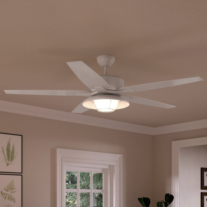 UHP9171 Traditional Indoor or Outdoor Ceiling Fan, 17.6"H x 60"W, White, Santa Monica Collection