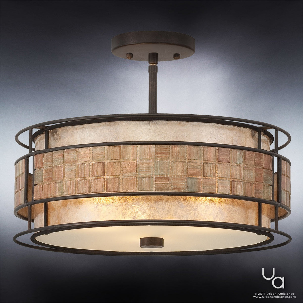 UQL2435 Art Deco Deco Semi-Flush Ceiling Light, 12