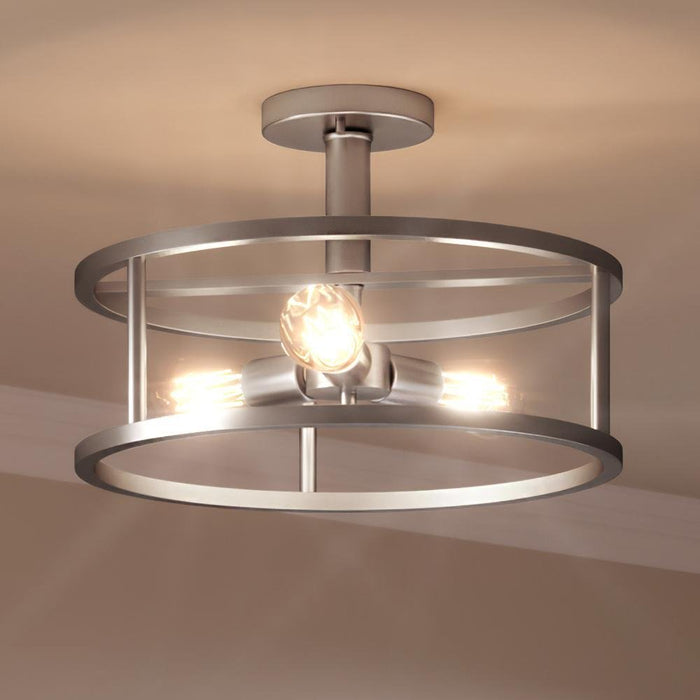 UQL3170 Scandinavian Ceiling Light, 10.5"H x 15"W, Brushed Nickel Finish, Arvada Collection