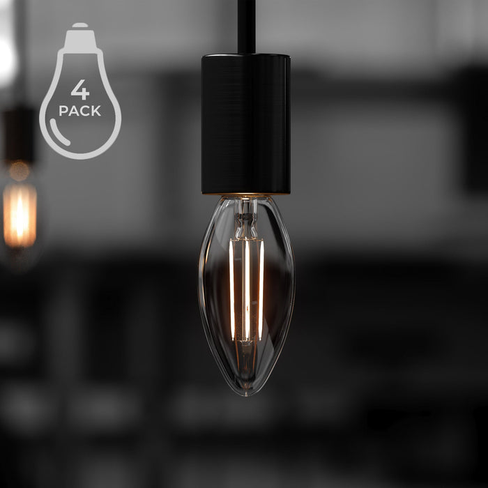 UBB2040 Luxury LED Bulbs, 40W Equivalent, Vintage Edison Style, B11 Shape, E12 Base (candelabra base), 2700K (warm white) - 4 PACK